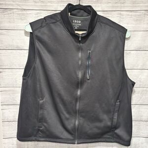 IZOD men Advantage Performance Full Zip Sweater Vest Black Size 4XLT Outdoors